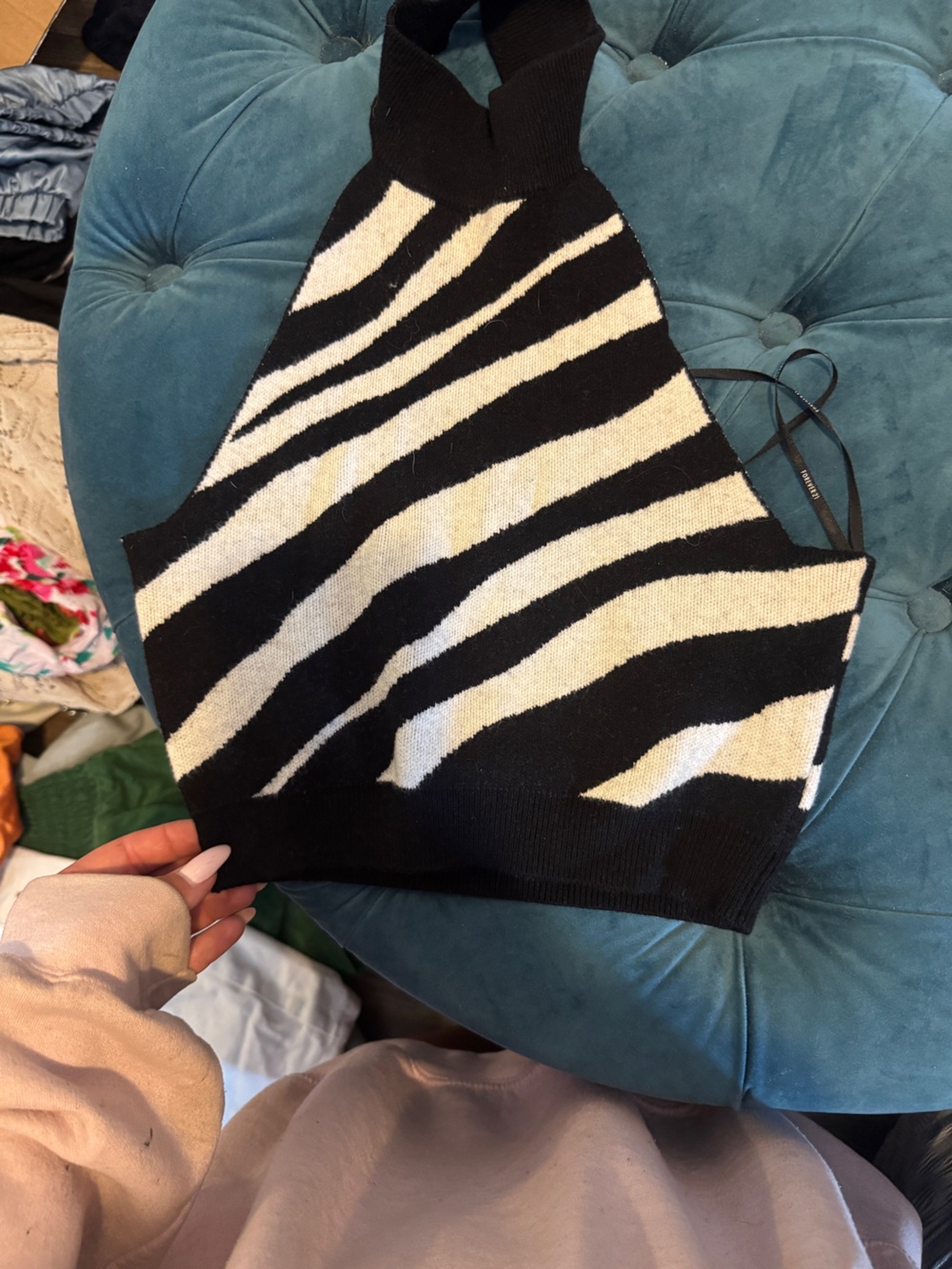 Black and Cream Zebra Knit Skirt